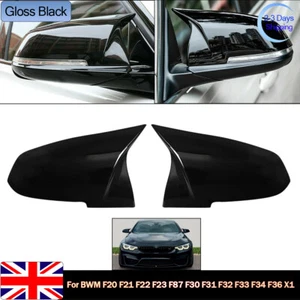 2X Rear Wing Mirror Cover Cap Gloss Black For BMW F20 F21 F22 F30 F32 F36 X1 F87 - Picture 1 of 12