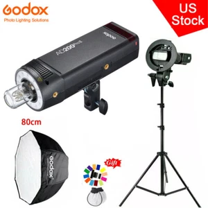 US Godox AD200ProII 2.4G TTL Flash Speedlite+80cm Umbrella Softbox 2m Stand Kit - Picture 1 of 19