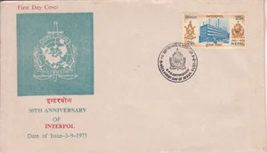 NEPAL POSTAGE STAMP 1973 50th Anniversary of INTERPOL FDC - Picture 1 of 2