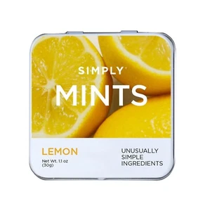 Simply Mints Lemon 6 Pack (180 pieces) Natural Organic Fresh Kosher Breath Mint - Picture 1 of 9