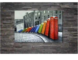 CAJA DE TELÉFONO ABSTRACTA PINTURA MULTICOLOR Lona Arte en Pared Impresión ENMARCADA - Imagen 1 de 5