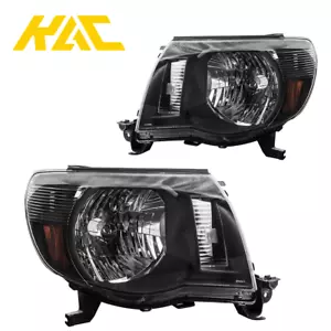 For 2005-2011 Toyota Tacoma Black Headlights Headlamps Light 05-11 Left+Right - Picture 1 of 11