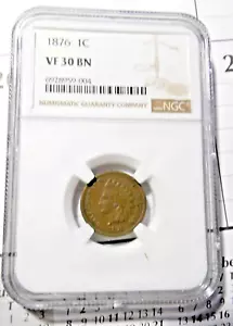 1876 Indian Head Cent VF30 NGC - Picture 1 of 3