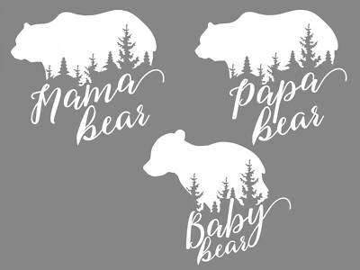 CONJUNTO COM TRÊS PACOTES - Adesivos para família de ursos mamãe papai bebê mãe decalque de vinil janela de carro  - Imagem 1 de 2
