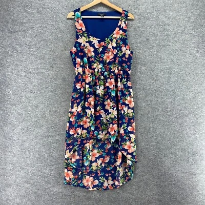 Vestido Forever 21 Mujer M Medio Azul Floral Funda Midi Forrado Sin Mangas Informal Foto 1 de 4