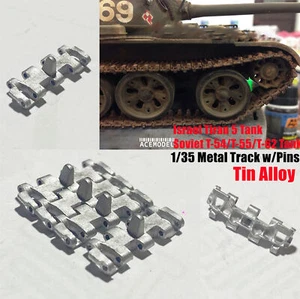 1/35 Sovietico T-54 T-55/T-62/Tiran 5 Tank Piombo-stagno Lega Binario Link con Perni in Acciaio - Foto 1 di 9