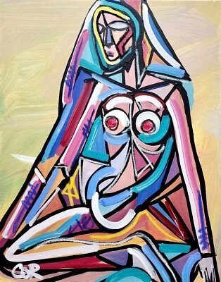 EXPRESIONISMO CORBÉLICO 16X20 MUJER REZANTE CUBISTA BELLAS ARTES HOGAR DISEÑO INTERIOR Foto 1 de 4