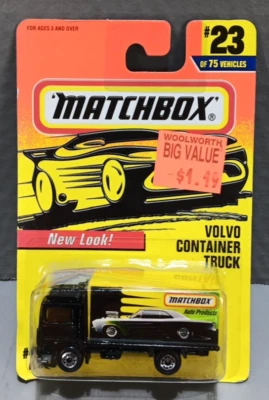 Camión contenedor Volvo Matchbox #23 1996 de colección/negro y amarillo Foto 1 de 3