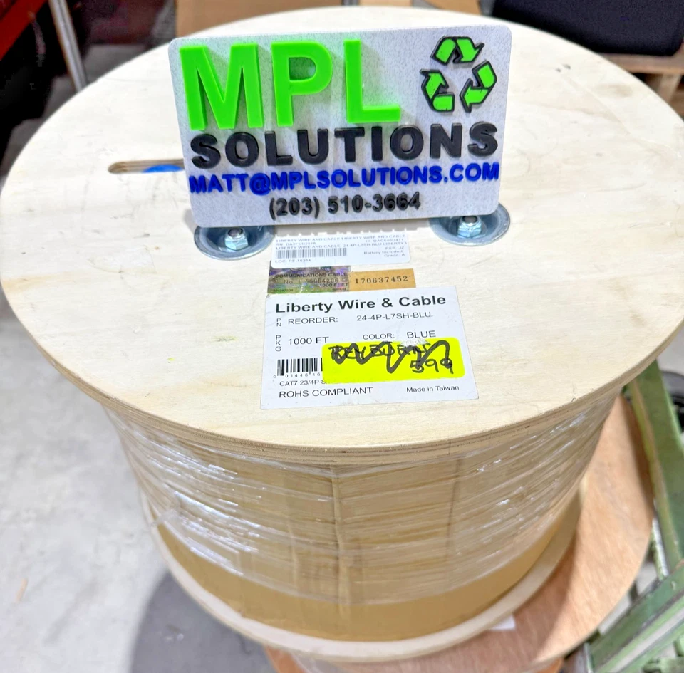 Liberty 24-4P-L7SH-BLU-1000 Cat 7 S/FTP pesado 23 AWG 4 ind. Cable AV blindado NUEVO Foto 1 de 2