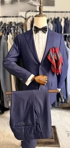 NEW BESPOKE Beautiful Royal Blue Isaia Napoli Super 160's Suit 38R US 48R IT - Picture 1 of 20