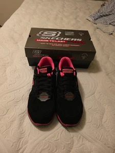 Skechers Synergy Sandlot Alloy Toe Damen-Arbeitsschuhe 76553 schwarz/pink 10w, neu - Bild 1 von 4