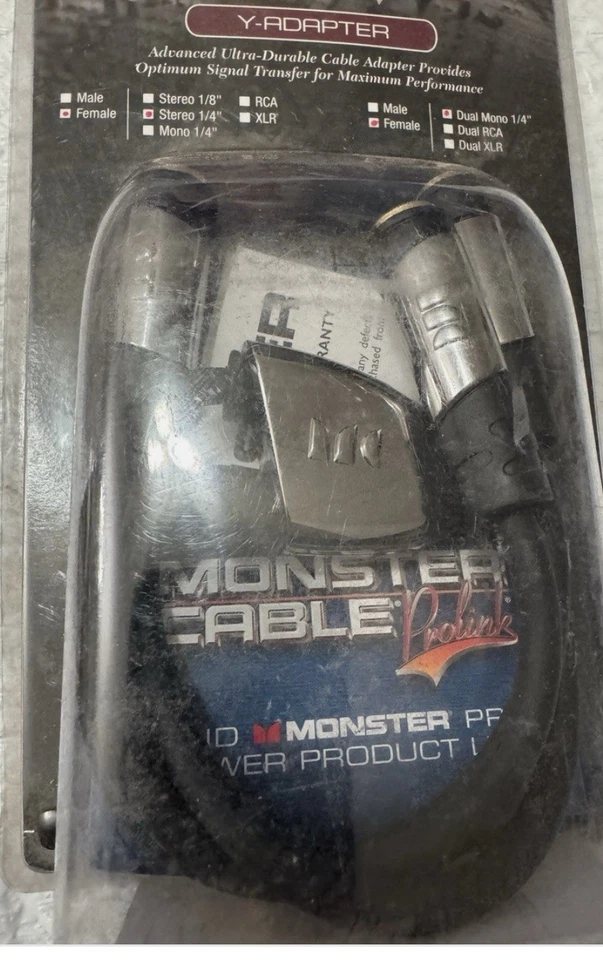 Monster Cable ProLink Y Adapter - One 1/4" Female to Two 1/4" Female Y Adapter - Image 1 of 1