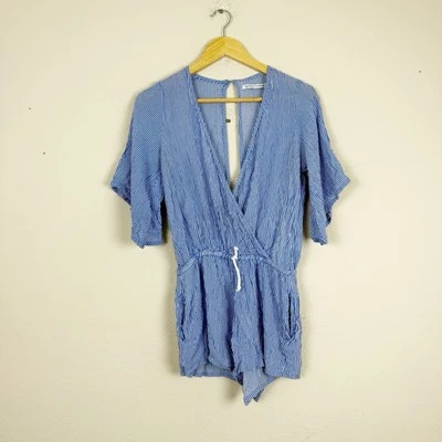 Faithfull The Brand Blue Stripe Romper Size Small Beach Pool Vacation - Image 1 of 4