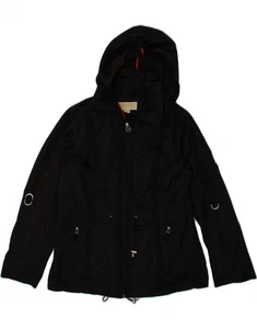 MICHAEL KORS Womens Hooded Windbreaker Jacket UK 14 Medium Black Polyester BO05 - Picture 1 of 3