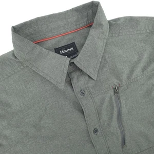 Marmot Shirt Mens Medium Gray Mesh Button Up Long Sleeve Outdoor Hiking Vented - Picture 1 of 10