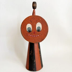Modern Vintage Halloween Primitive Folk Art Cone Drum Hand Painted Face 8.25” - Picture 1 of 7