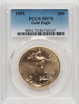 1995 $50 One-Ounce Gold Eagle Blue Gradient PCGS MS70 - Image 1 of 2