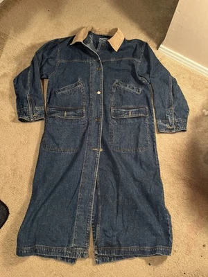 Vintage Spencer Douglas Medium Long Denim Jean Coat Trenchcoat - Image 1 of 4