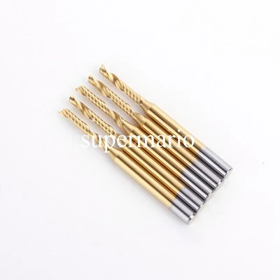 5x 1/8'' Titanium N2 Coated Carbide One Single Flute CNC Router Bit 2mm x12mm - Image 1 of 3