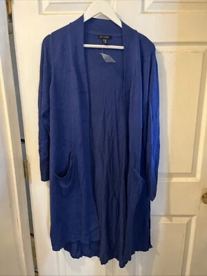 H By Halston Long Open Sweater. Blue. LargePlus. Knit. - Image 1 of 4