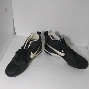 Baseball Metal Cleats Size 9.5 , Black & White w Purple Tongue - Picture 1 of 7