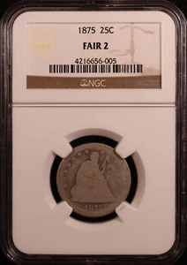 1875-P Seated Liberty Silver Quarter - NGC Fair 2 - Lowball Registry Type Coin! - Picture 1 of 3