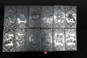 12 Chinese Zodiac Tibetan Silver Amulet Waist Tags - Picture 1 of 6
