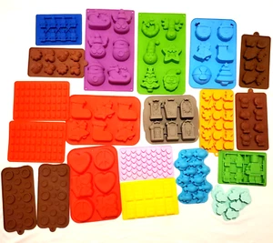 Lot of 20 Silicone Soap Making Molds Christmas Halloween Animal Valentine & More - Picture 1 of 12