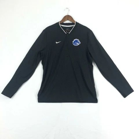 Nike Unisex Size Large Dri-Fit Black Boise State Broncos 1/4 Zip Pullover Cover