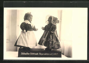 AK Südlausitzer Volkstracht, Puppen in Tracht der Bürgermädchen Anno 1822 