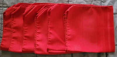 VTG 80s Lot/Set 6 Red Satin Cloth Stripe Napkins Formal Christmas Holiday Love - Image 1 of 4