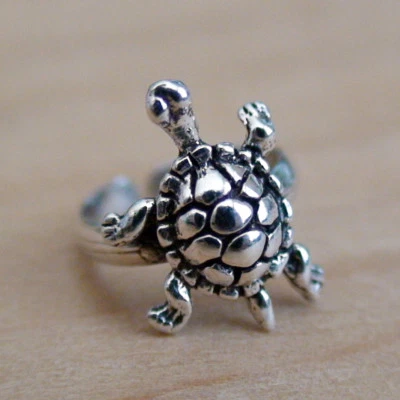 Tiny Turtle Ear Cuff - 925 Sterling Silver - No Piercing Earring Clip On  - Image 1 of 3