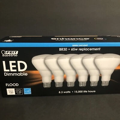 (6) Packs Feit Electric Dimmable Led BR 30 Flood 65W 6 Pack Daylight Brightnes 7 - Image 1 of 3