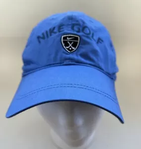 Nike Golf Hat Cap Blue Swoosh Club Crest Logo One Size Adjustable - Picture 1 of 8