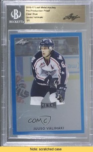 2016-17 Leaf Metal Pre-Production Proof Clear Blue 1/1 Juuso Valimaki READ 0gy4