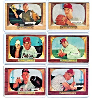 Лот из 6 1955 Bowman бейсбол #18 42 110 112 236 237 -все в хорошем состоянии! - Изображение 1 из 4