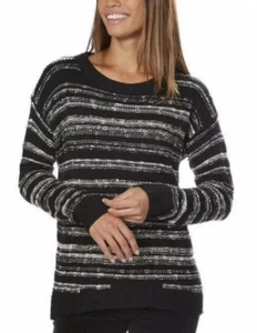 Calvin Klein Womens Long Sleeve Pullover Knit Marled Sweater Black White XXL 2XL - Picture 1 of 5