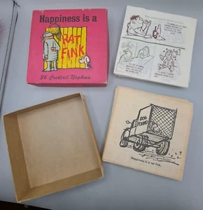Tovaglioli da cocktail vintage divertenti gag umorismo adulto 1963 design assortito Rat Fink - Foto 1 di 13