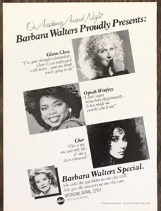 1988 ABC TV PRINT AD Barbara Walters Special Glenn Close Oprah Winfrey Cher - Picture 1 of 1