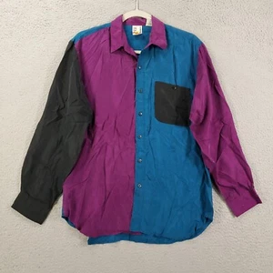 Blusa Camisa Top de Seda para Mujer Talla XL 20 Bloques de Color Azul Granate Negra Ligera - Imagen 1 de 9