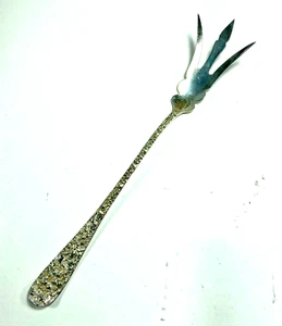 STIEFF Sterlingsilber Salat Serviergabel ~ Rosenmuster Repousse 9 1/2" - Bild 1 von 5