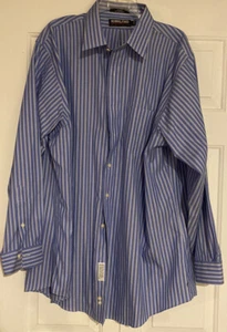 Herren Hemd maßgeschneidert Langarm blau gestreift Größe 18 x 35 neu ohne Etikett - Bild 1 von 7