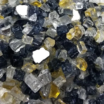 VIVID Black, Gold, Silver Premium Blend 1/2" Fireplace Fire Pit Fireglass Glass - Image 1 of 4
