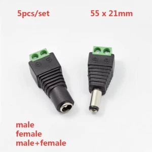 5 pcs 2.1MM DC Plug Connector Adapter Power CCTV Camera Accessories Male/female - Picture 1 of 5