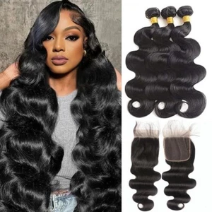 22in24in26in 3Bundles with 20in Closure 5x5 Lace Body Wave Human Hair Bundles - Picture 1 of 11