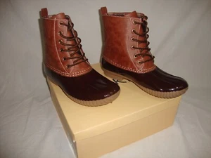 Nuevas en Caja Mujeres YOKI DYLAN Botas de Pato de Invierno con Cordones Dos Tonos Marrones Talla 10 - Imagen 1 de 11