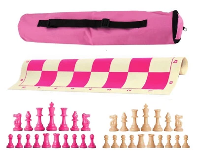 Juego de ajedrez de un solo peso Pink Archer - Bolsa de tablero con piezas rosas y naturales Foto 1 de 4