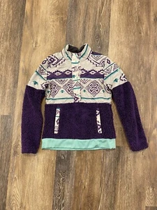 GIRL'S SPYDER PURPLE AND TEAL QUARTER BUTTON FLEECE TOP Size Medium 7/8 - Picture 1 of 4