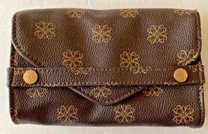 Brown Clutch Wallet Gold design Detachable Shoulder Strap Snap closure - Picture 1 of 7