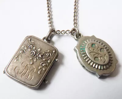 Ancien collier chaine pendentif porte-photo argent massif  silver necklace chain - Photo 1/4